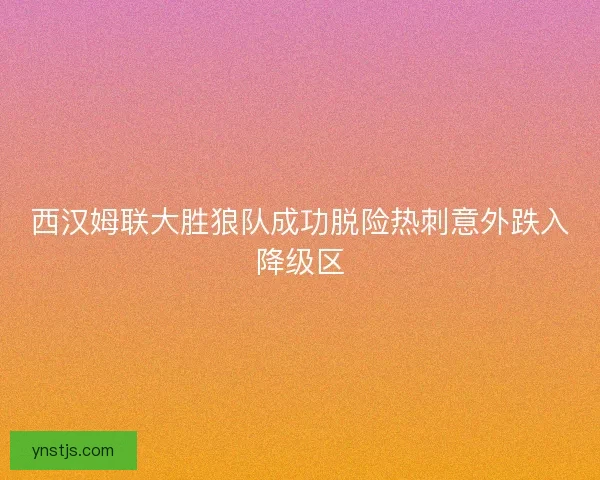 西汉姆联大胜狼队成功脱险热刺意外跌入降级区